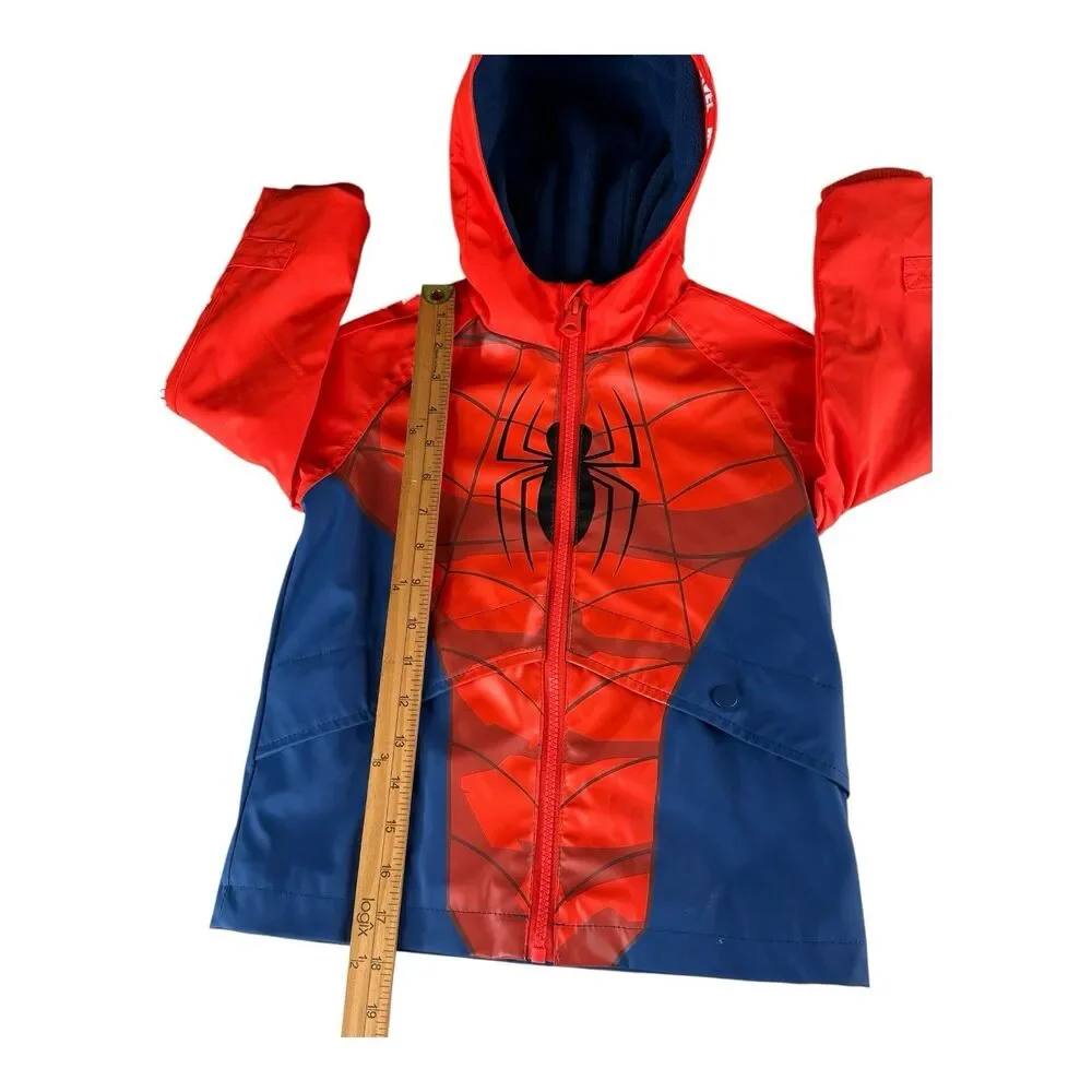 MARVEL AMAZING SPIDERMAN Warm Fleece Lined Waterproof Raincoat 3-4 Year‎ VGC